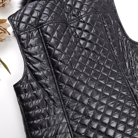 Talbots Black Removable Faux Fur Puffer Vest Sp - Picture 9 of 15